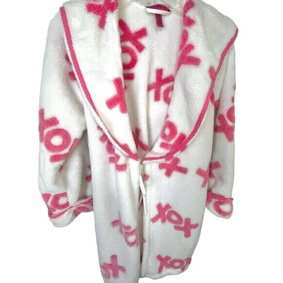 Betsey Johnson Other - Betsey Johnson XOX soft plush belted robe, white/pink, size S